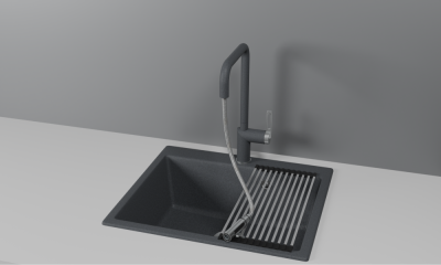 Смеситель для кухни GRANULA с выдвижным изливом (8173, ГРАФИТ) фото в интернет-магазине Русалия