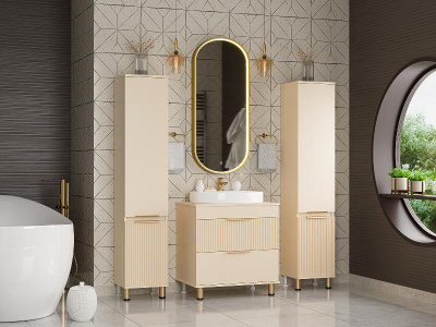 Тумба Enfida 70 (бежевая) с раковиной Ekokerama Doppia 65 Brevita фото в интернет-магазине Русалия