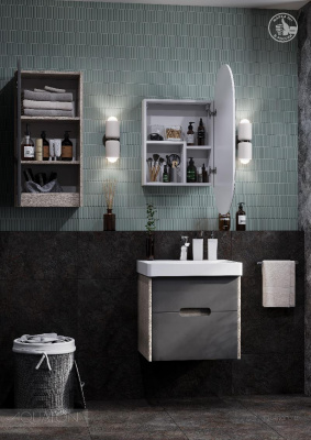 Тумба под раковину AQUATON Оливия 55 грей, дуб ойстер 1A254201OLUG0 фото в интернет-магазине Русалия