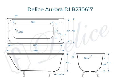 Ванна чугунная Delice Aurora 140х70 DLR230617 фото в интернет-магазине Русалия