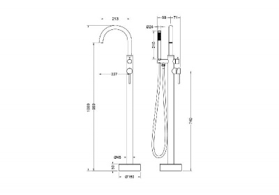 Смеситель для ванны напольный AQUATEK AQ1345CR ЕВРОПА фото в интернет-магазине Русалия