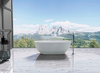 Ванна из искусственного камня Vincea VBT-4S04MW, 1700*800*560, белый мат., слив-перелив в комплекте фото в интернет-магазине Русалия