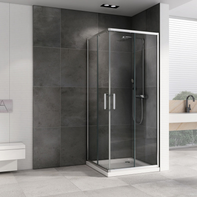 Душевой уголок ABBER Schwarzer Diamant AG020905 90х90 квадрат, профиль хром, прозрачное стекло фото в интернет-магазине Русалия