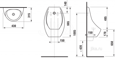 Писсуар с ИК-датчиком 8411010004871 Domino Sensor Jika фото в интернет-магазине Русалия