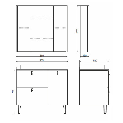 Зеркало-шкаф "Сорренто-90" светло-серый фото в интернет-магазине Русалия