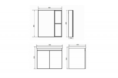 Зеркало-шкаф Comforty Осло-60 бетон светлый фото в интернет-магазине Русалия