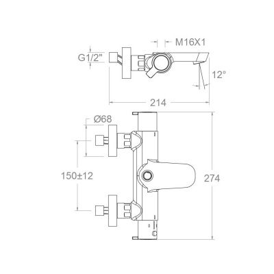 Термостатический смеситель для душевой штанги наружнего монтажа BLAUTHERM 9446S Ramon Soler фото в интернет-магазине Русалия