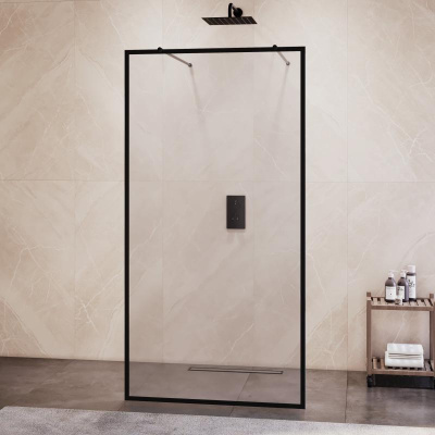 Душевая перегородка RGW WA-017B 1200, стекло с рисунком (шелкография), профиль черный фото в интернет-магазине Русалия