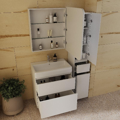 Тумба напольная "Атлантика 70", Люкс антискрейч, PLUS + Умывальник Атлантик 70 фото в интернет-магазине Русалия