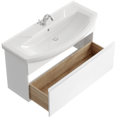 Подвесная тумба 107  Rodos белый ROD01101 + умывальник Элеганс 1050 4620008197388 Aqwella фото в интернет-магазине Русалия