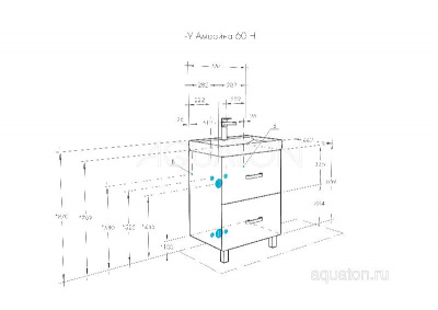 Тумба под раковину AQUATON Америна 60 Н белый 1A169201AM010 фото в интернет-магазине Русалия