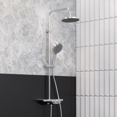 947730000 Apollo душевая система с ванно-душевым смесителем-полкой, хром фото в интернет-магазине Русалия