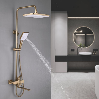 Душевая система Shevanik S6136G, золотой сатин фото в интернет-магазине Русалия