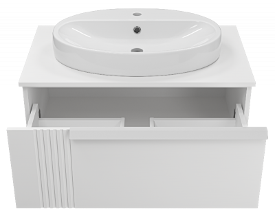 Тумба Savoy 80 подвесная (белая) с раковиной Ekokerama Doppia 65 Brevita фото в интернет-магазине Русалия