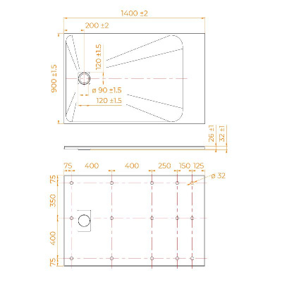 Душевой поддон прямоугольный RGW TSS-W Белый 90x140, стеклокомпозит фото в интернет-магазине Русалия