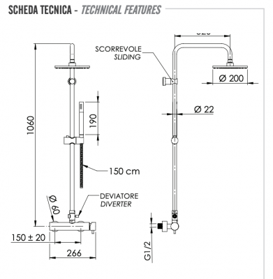 Душевая система Remer Minimal N37RX7MMM20NO, черный матовый фото в интернет-магазине Русалия