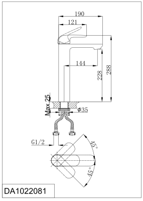 Смеситель высокий для раковины DK Venice.Gondola (DA1022081) фото в интернет-магазине Русалия
