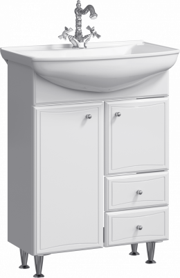 Напольная тумба  65 Barcelona белый BA0106K + умывальник Стиль 650 4640021062296 Aqwella фото в интернет-магазине Русалия
