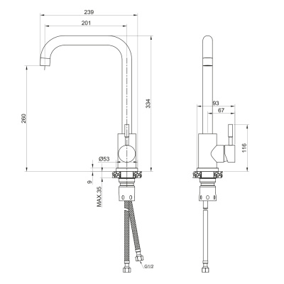 Смеситель OLIVE'S для кухни BALEAR (13435-2BLB) фото в интернет-магазине Русалия