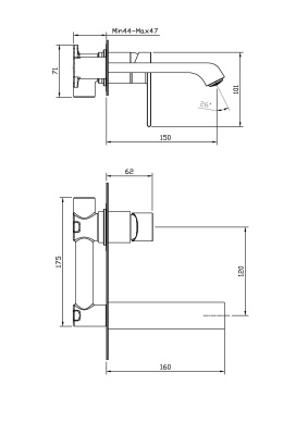 Смеситель для раковины встраиваемый  AURORA-BLVM-CRM-W0  Belbagno фото в интернет-магазине Русалия