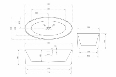 Акриловая ванна ABBER AB9441-1.8 180х85х58 см фото в интернет-магазине Русалия