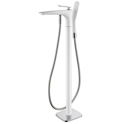 Смеситель ABBER Zeitlos AF8915W напольный для ванны, белый-хром фото в интернет-магазине Русалия