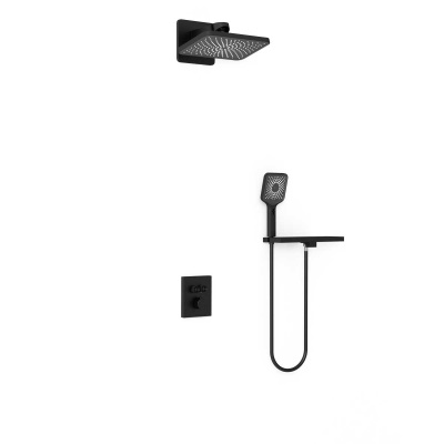 Душевой комплект Inspire VSFW-3I21MT4RMB встраиваемый, термостатический, двухрежимный, черный Vincea фото в интернет-магазине Русалия