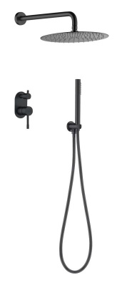 Смеситель встроенный + верхний+ ручной душ, Uno. Черный 464-B фото в интернет-магазине Русалия