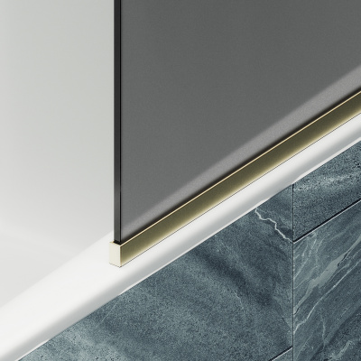 Неподвижная шторка для ванны в узком профиле 64 см, стекло тонированное (графит) матовый, профиль золото MGV-145-3у Maybah Glass фото в интернет-магазине Русалия