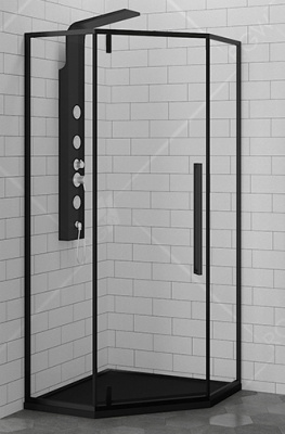 Душевой уголок трапеция 80х80 SV-81B черный профиль RGW фото в интернет-магазине Русалия