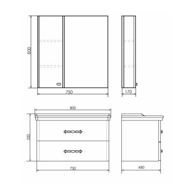 COMFORTY. Тумба-умывальник "Неаполь-80" белый глянец с раковиной 50180 фото в интернет-магазине Русалия