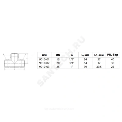 Тройник  Ду 25 (1") НР/НР/НР Aquasfera фото в интернет-магазине Русалия