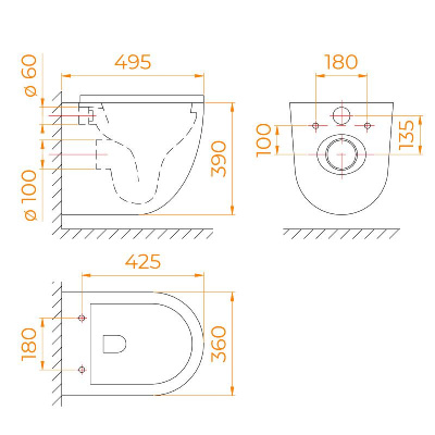 Унитаз подвесной RGW SW-44 фото в интернет-магазине Русалия