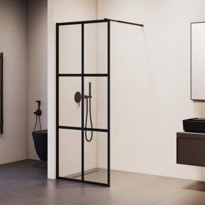 Душевая перегородка RGW WA-111B 700, стекло с рисунком (шелкография), профиль черный фото в интернет-магазине Русалия