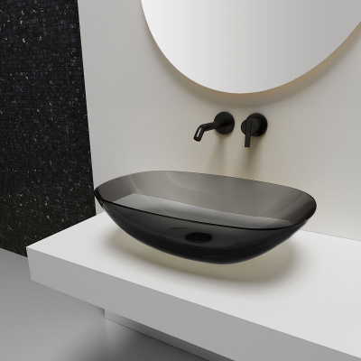 Раковина прозрачная Vincea VBS-6T12B, 540*360*150, накладная, цвет черный фото в интернет-магазине Русалия