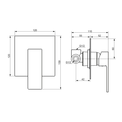 537500000 Gala встраиваемый смеситель для душа, хром Damixa фото в интернет-магазине Русалия