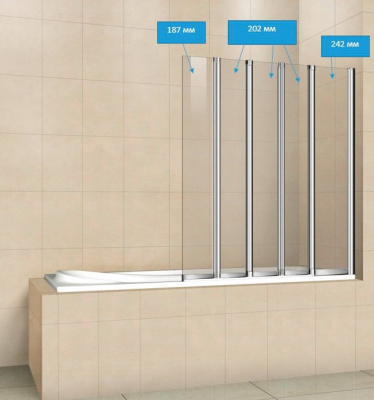 Шторка на ванну 120 PRATICO-V-5-120/140-C-Cr Cezares фото в интернет-магазине Русалия