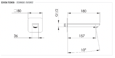 Излив настенный 18 см Remer Energy 91EYNO, черный матовый фото в интернет-магазине Русалия