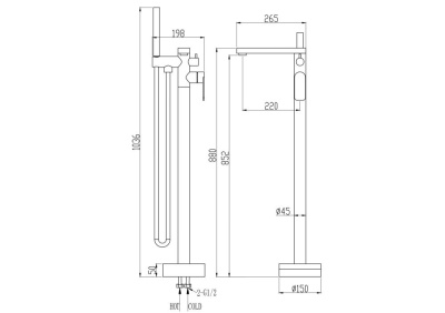 Смеситель напольный OLIVE'S VIAR латунь, хром (28624VR) фото в интернет-магазине Русалия