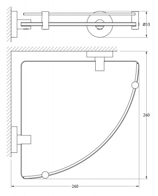 Полка угловая с держателями 26 см HAR 039 Harmonie Artwelle фото в интернет-магазине Русалия