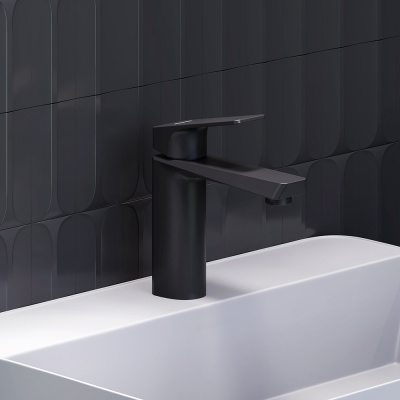 400210300 Merkur смеситель для умывальника, чёрный фото в интернет-магазине Русалия