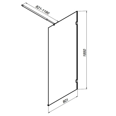 W94WI-80-F1-BTE Душевая перегородка X-Joy 80x195, стекло прозр. 6 мм + покрытие, фурнитура черный Am.Pm фото в интернет-магазине Русалия