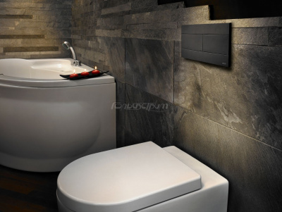 Клавиша смыва механическая 659055 Slim soft-touch черная матовая OLI фото в интернет-магазине Русалия