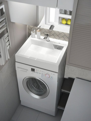 Раковина над стиральной машиной Uperwood Vission 60х55х11 см, белая глянцевая 45483000001 фото в интернет-магазине Русалия