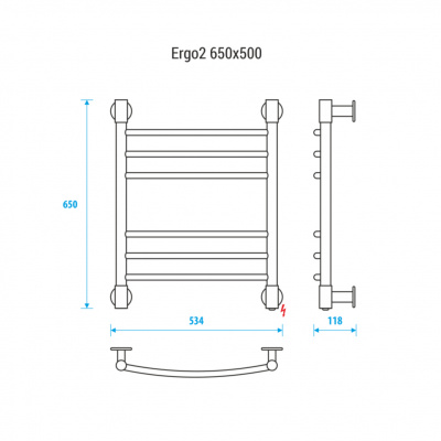 Полотенцесушитель электрический ERGO2 600*500 Energy фото в интернет-магазине Русалия