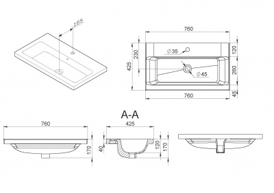 M90WCC0752WG GEM, Раковина мебельная, керамическая, 75 см, встроенная, цвет: белый, глянец Am.Pm фото в интернет-магазине Русалия
