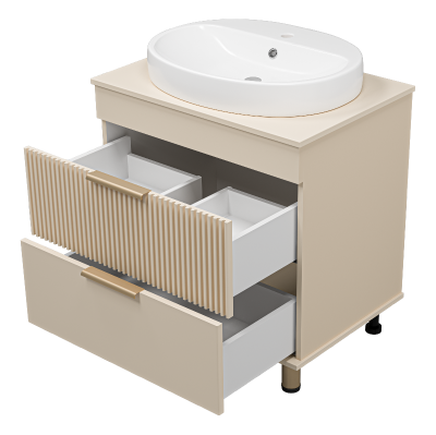 Тумба Enfida 70 (бежевая) с раковиной Ekokerama Doppia 65 Brevita фото в интернет-магазине Русалия