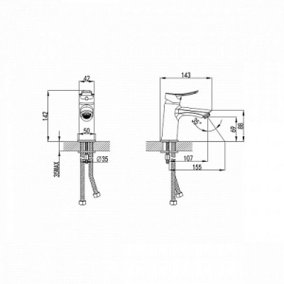 Смеситель для умывальника Milardo Amplex (AMPSB00M01) фото в интернет-магазине Русалия
