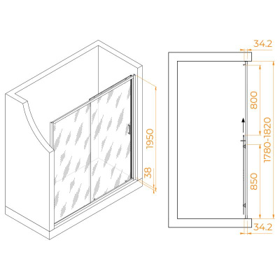 Душевая дверь RGW PA-14 1800, стекло прозрачное, профиль хром фото в интернет-магазине Русалия