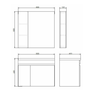 COMFORTY. Зеркало-шкаф "Тромсе-80" дуб сонома фото в интернет-магазине Русалия